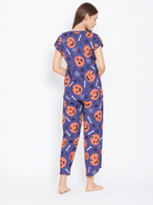 The Kaftan Company Pyjama Set Purple Pumpkin Print Modal Pyjama Set with Cropped Pyjamas