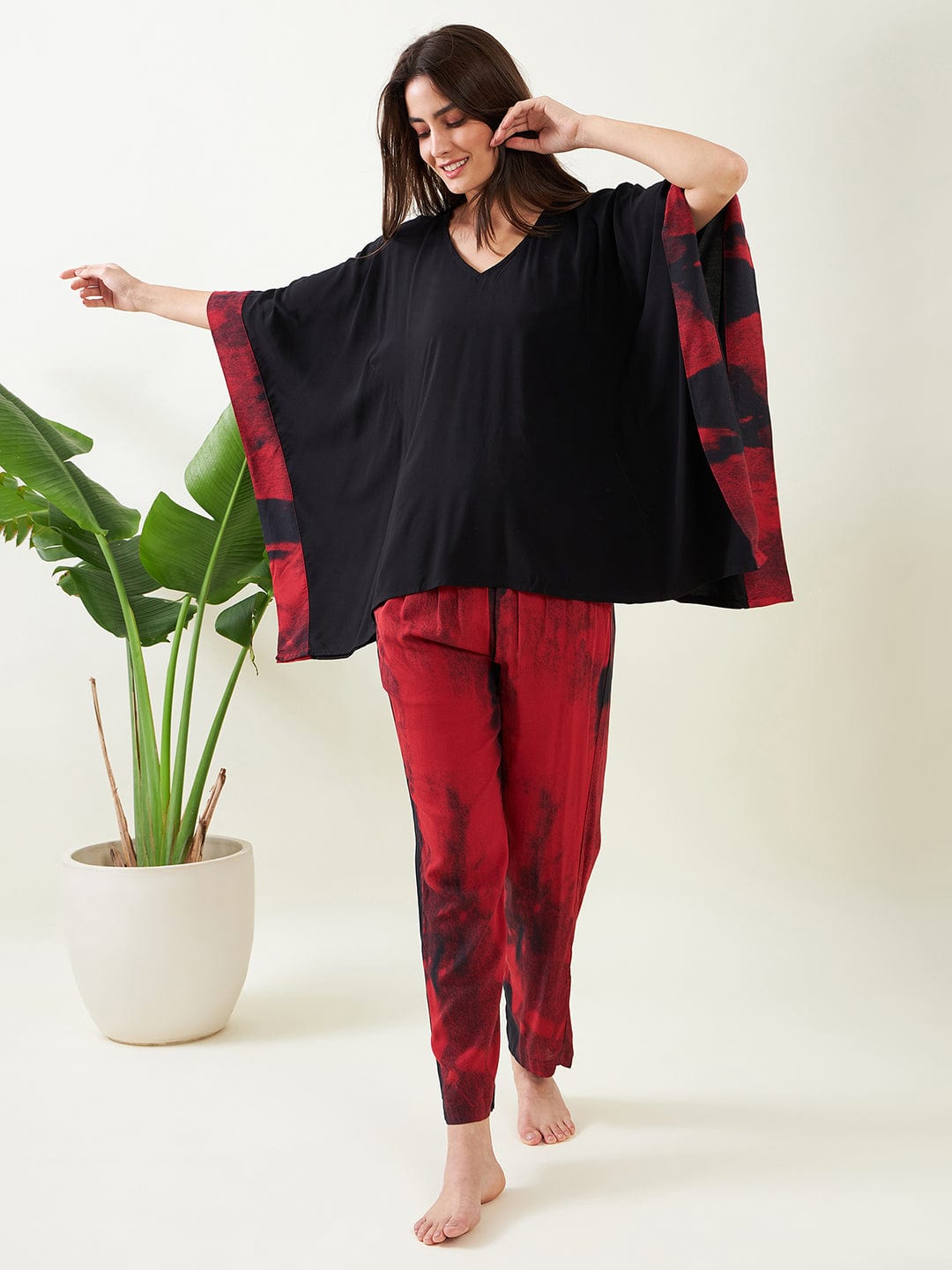 The Kaftan Company Pyjama Set Red Midnight Kaftan Pajama Set