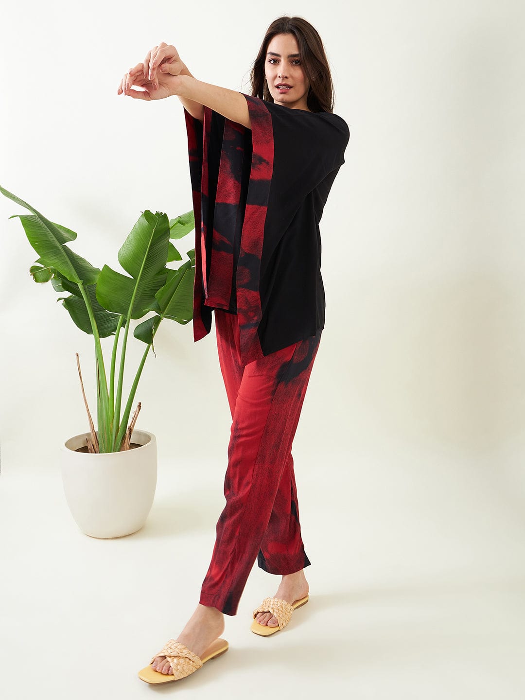 The Kaftan Company Pyjama Set Red Midnight Kaftan Pajama Set