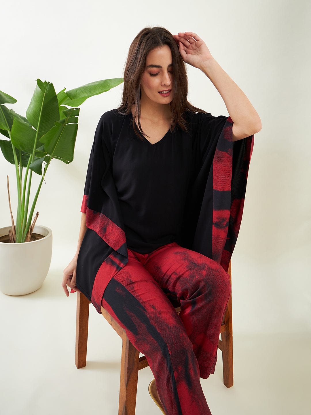 The Kaftan Company Pyjama Set Red Midnight Kaftan Pajama Set