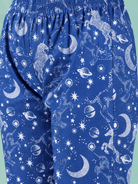 The Kaftan Company Pyjama Set Royal Blue Celestial Unicorn Print Crepe Pyjama Set with Eye Mask