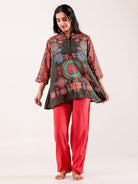 The Kaftan Company Pyjama Set Rust Ethnic Printed Viscose Nightwear Pyjama Set