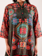 The Kaftan Company Pyjama Set Rust Ethnic Printed Viscose Nightwear Pyjama Set