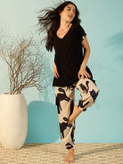 The Kaftan Company Pyjama Set Soft Modal Cat Printed Pyjama Set For Women