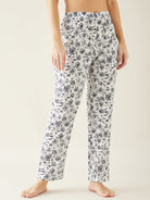 The Kaftan Company Pyjama Set White Floral Soft Cotton Pyjama Set with Long Top for Women