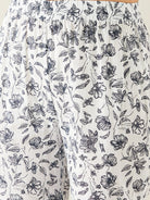 The Kaftan Company Pyjama Set White Floral Soft Cotton Pyjama Set with Long Top for Women