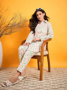 The Kaftan Company Pyjama Set White Strawberry Vine Print Cotton Nightwear Pyjama Set