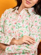 The Kaftan Company Pyjama Set White Strawberry Vine Print Cotton Nightwear Pyjama Set
