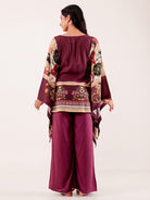 The Kaftan Company Pyjama Set Wine Printed Viscose Rayon Nightwear Pyjama Set