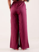 The Kaftan Company Pyjama Set Wine Printed Viscose Rayon Nightwear Pyjama Set