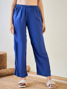 The Kaftan Company Pyjama Set Women's Striped Top and Blue Modal Pajama Set
