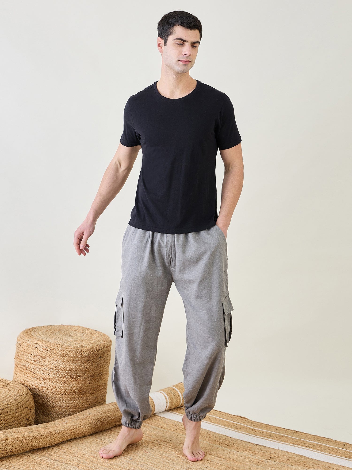 The Kaftan Company Pyjamas Mens Grey Joggers