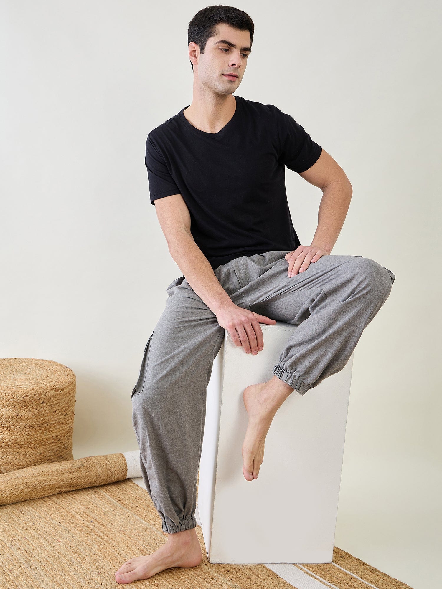 The Kaftan Company Pyjamas Mens Grey Joggers