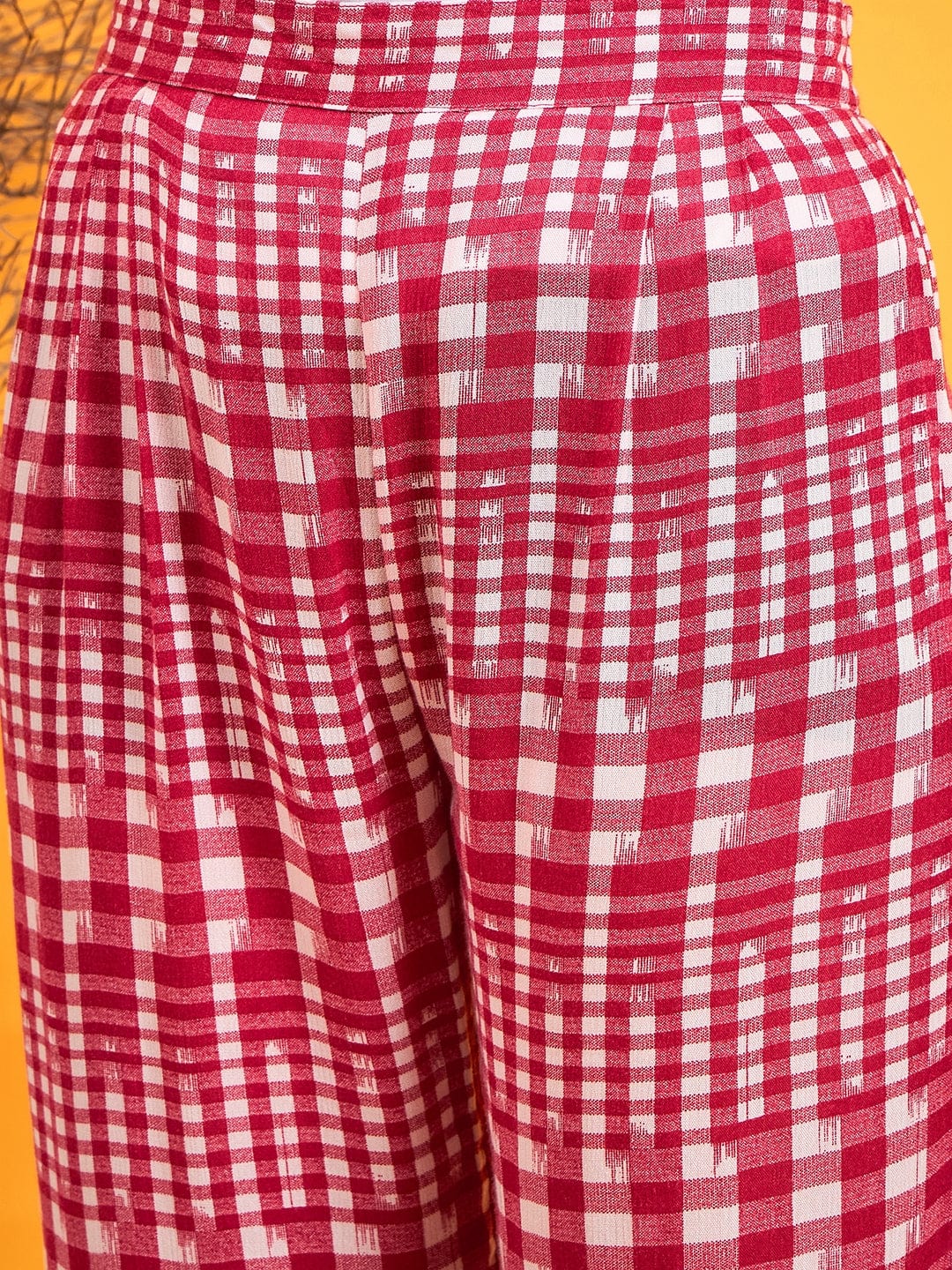 The Kaftan Company Pyjamas Red And White Checked Lounge Pants