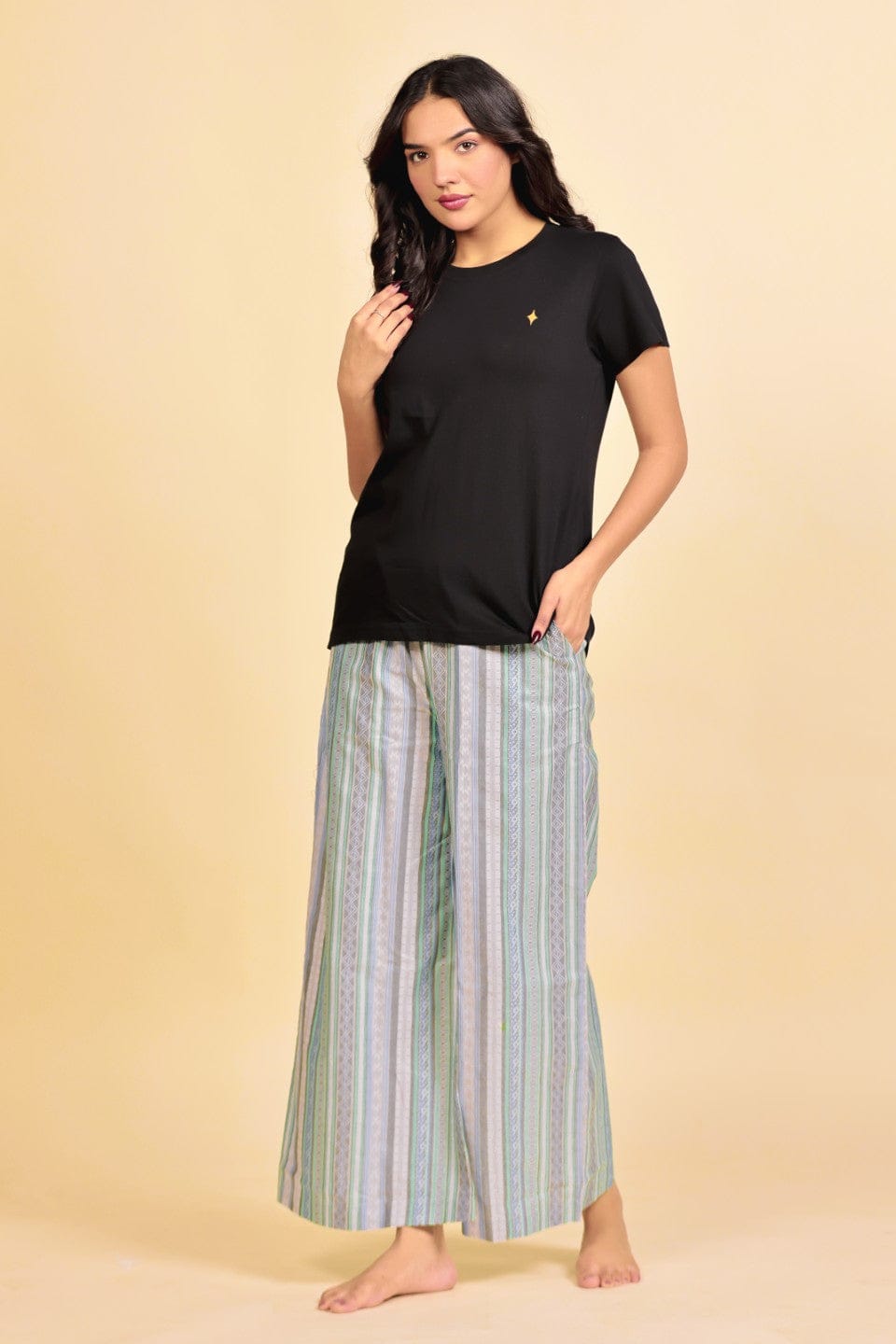 The Kaftan Company Pyjamas Soft Chambray Elastic Waist Lounge Pants