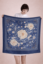 The Kaftan Company Scarfs One size Blue Azure Peony Silk Scarf