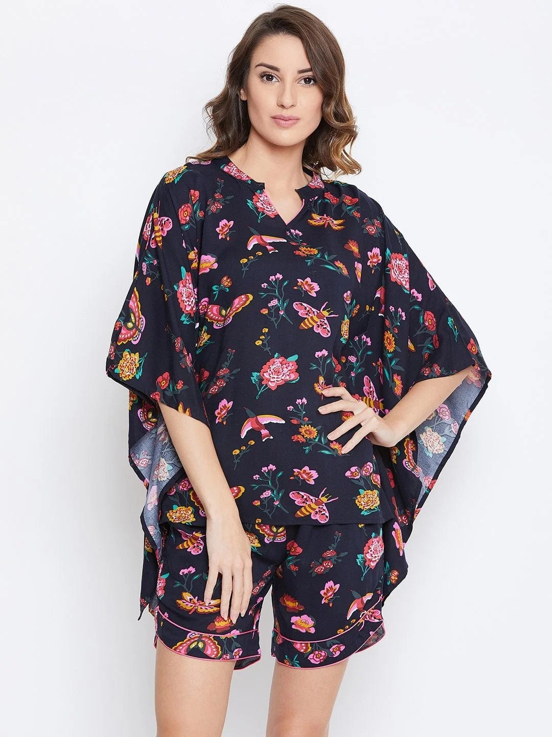 The Kaftan Company Shorts Set BLOOMS AND CHIRPS KAFTAN SHORTS SET