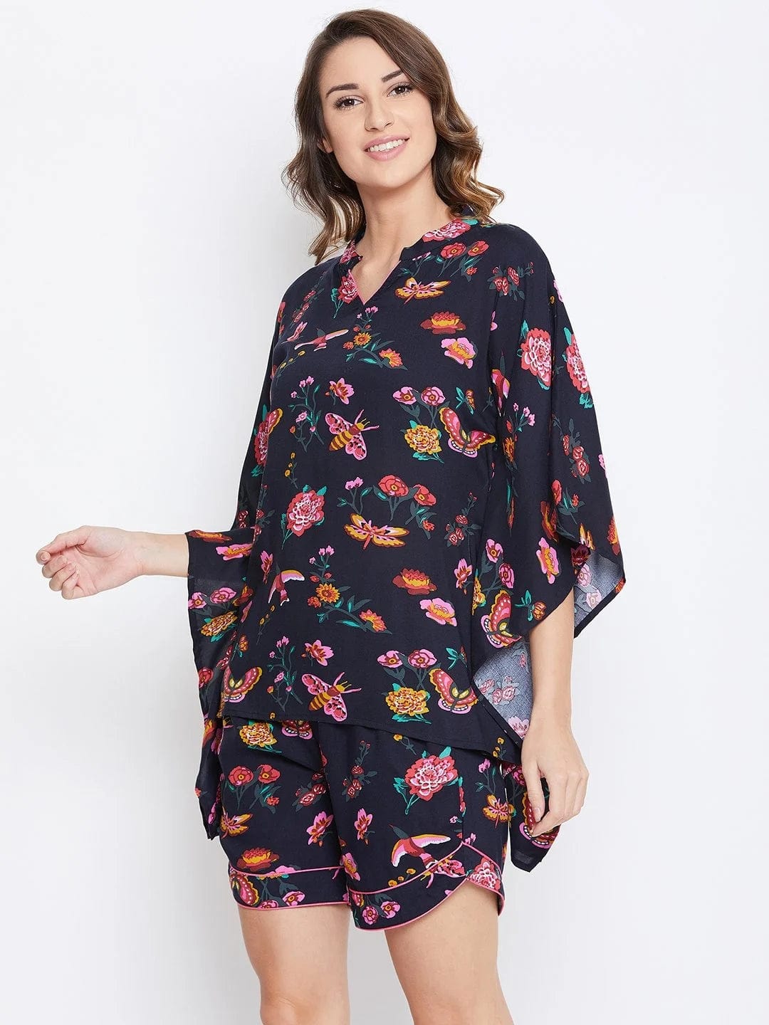 The Kaftan Company Shorts Set BLOOMS AND CHIRPS KAFTAN SHORTS SET