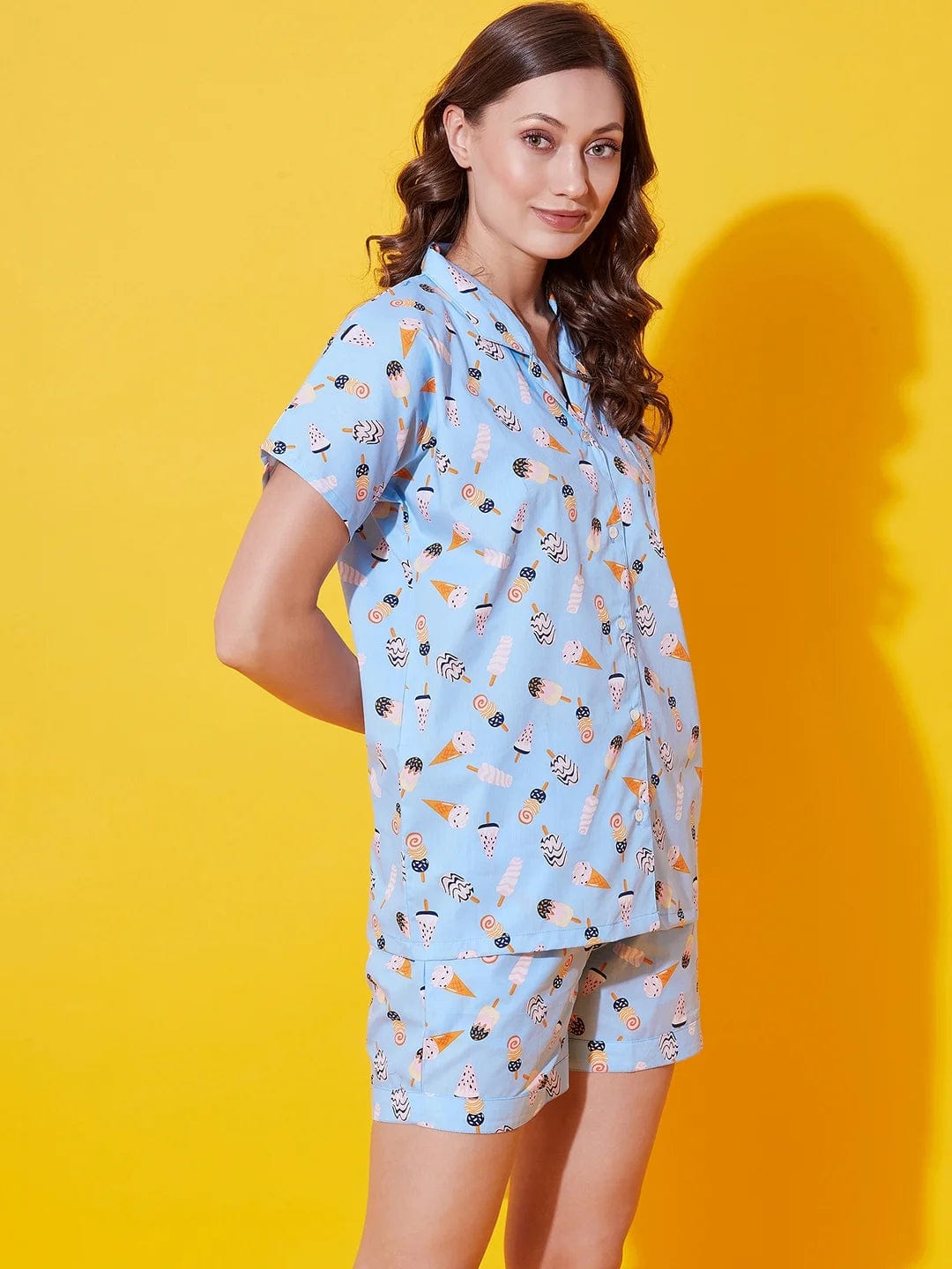 The Kaftan Company Shorts Set Blue Frosty Breeze Cotton Shorts Set