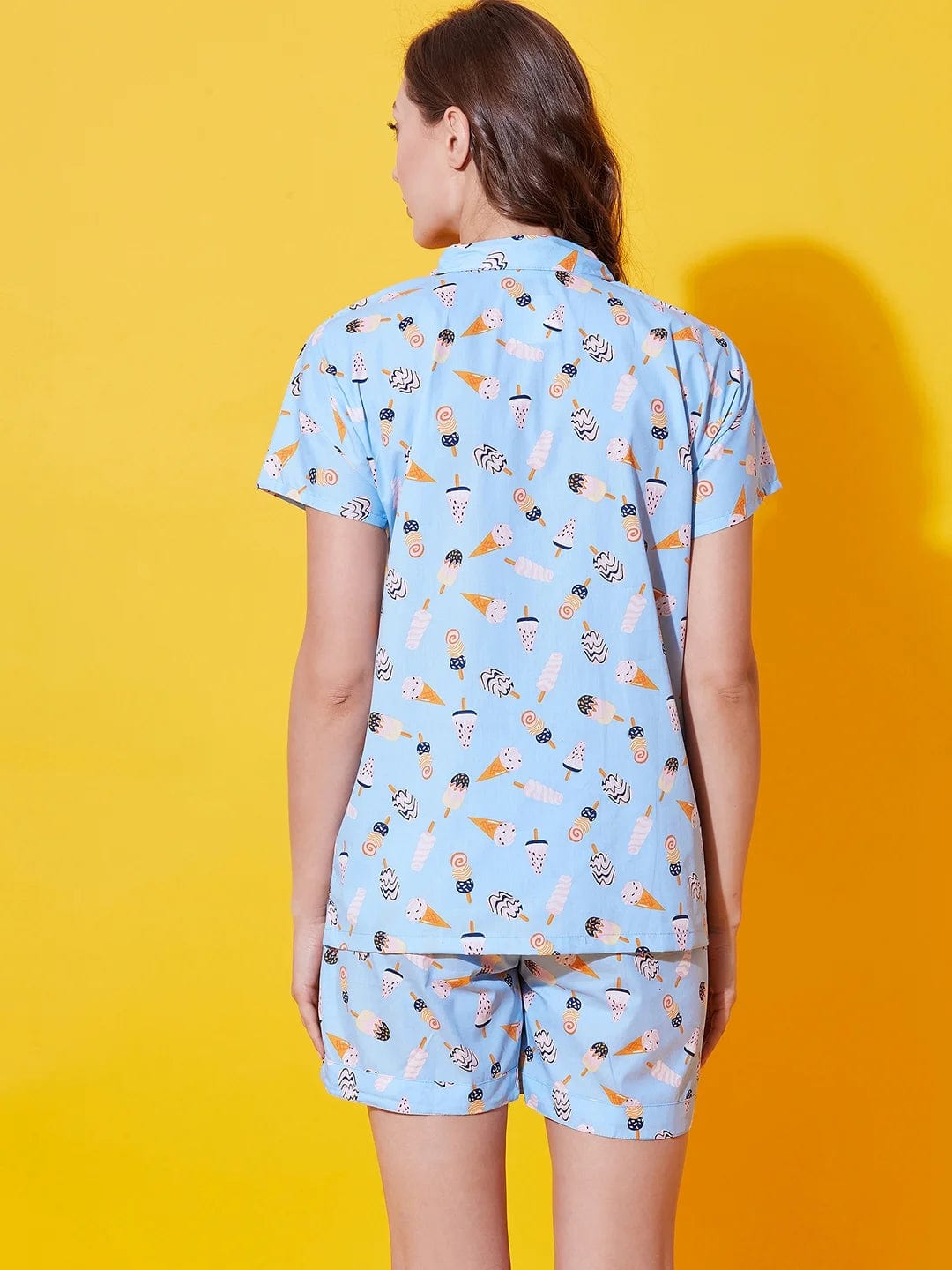 The Kaftan Company Shorts Set Blue Frosty Breeze Cotton Shorts Set