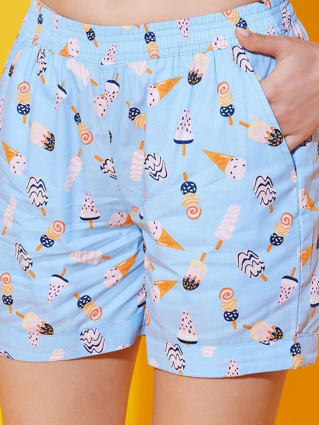 The Kaftan Company Shorts Set Blue Frosty Breeze Cotton Shorts Set
