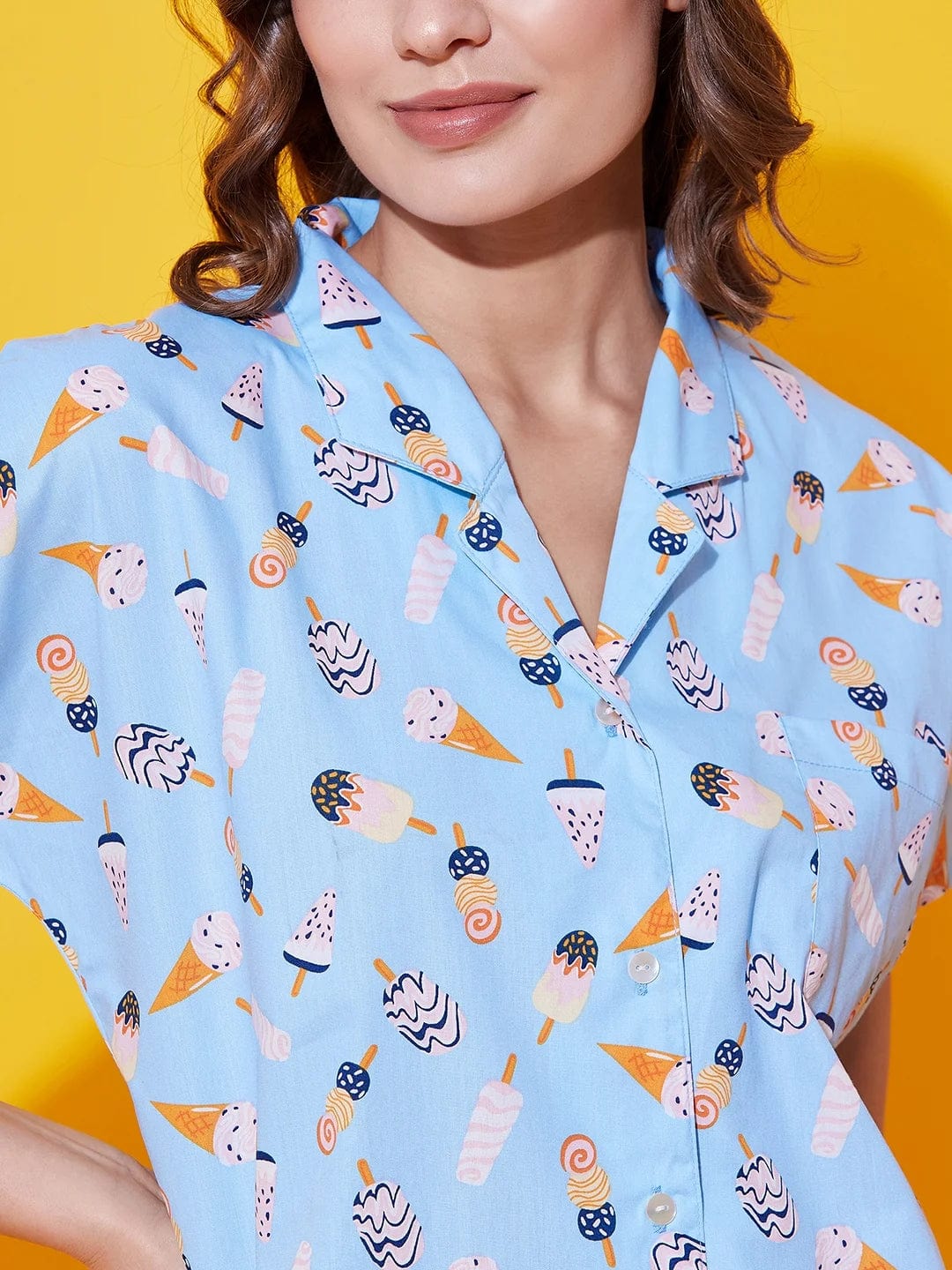 The Kaftan Company Shorts Set Blue Frosty Breeze Cotton Shorts Set