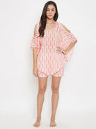 The Kaftan Company Shorts Set Feather Print Georgette Shorts Set