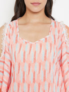 The Kaftan Company Shorts Set Feather Print Georgette Shorts Set