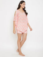 The Kaftan Company Shorts Set Feather Print Georgette Shorts Set