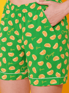The Kaftan Company Shorts Set Green Citrus Print Crepe Shirt and Shorts Set for Women