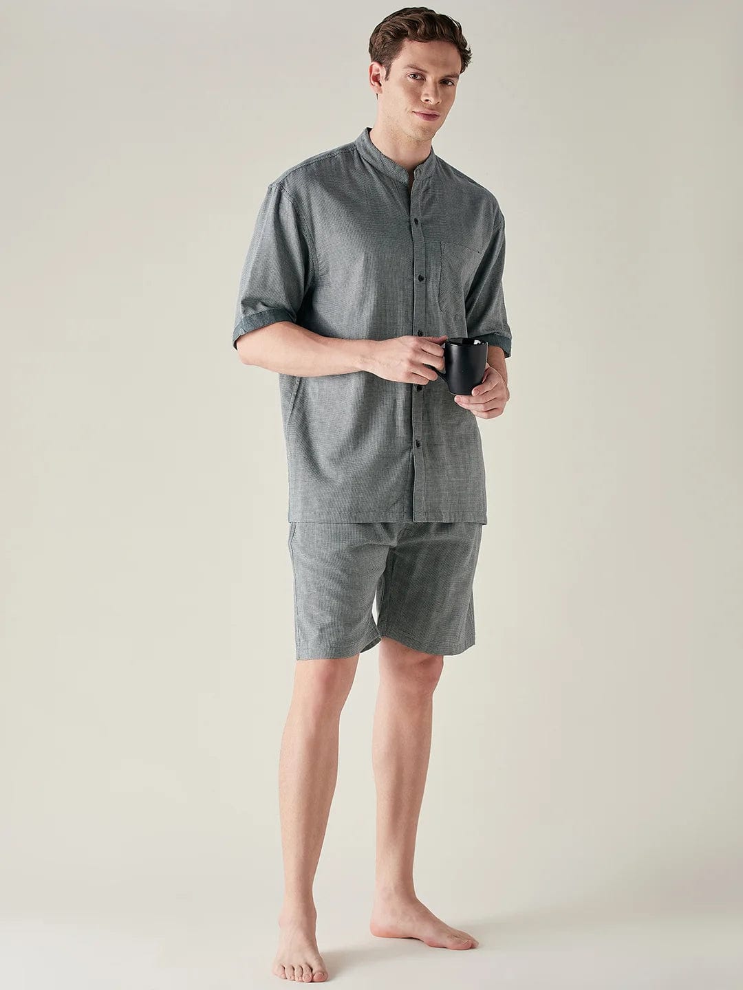 The Kaftan Company Shorts Set Mens Bottle Green Checks Pure Cotton Supersoft Shorts Set