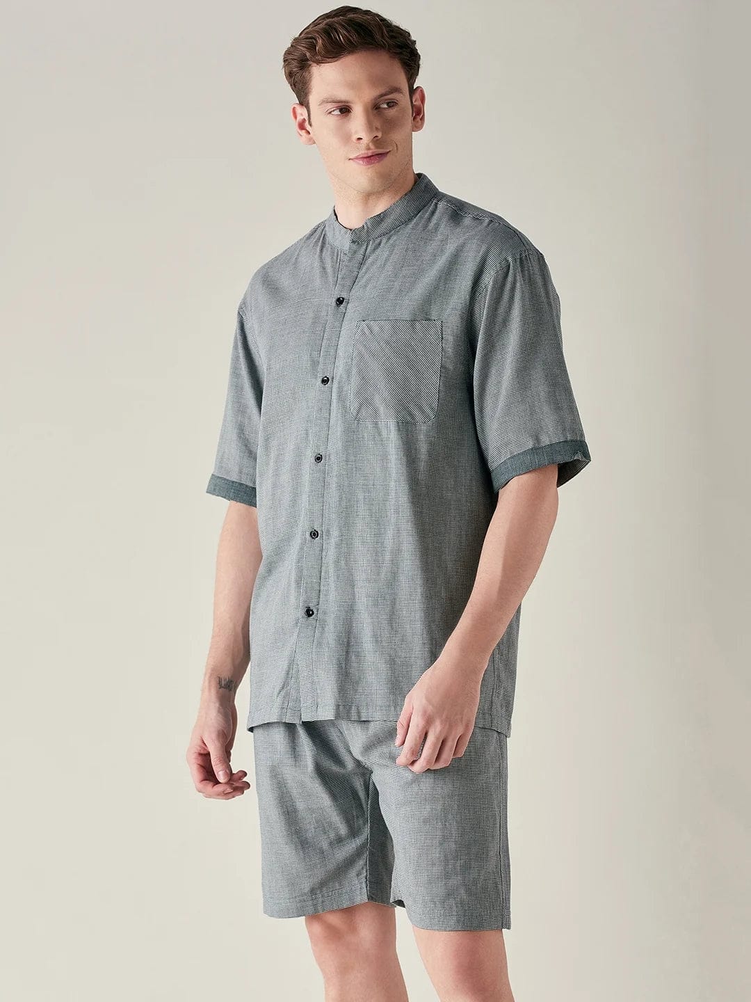 The Kaftan Company Shorts Set Mens Bottle Green Checks Pure Cotton Supersoft Shorts Set