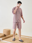 The Kaftan Company Shorts Set Mens Red Checks Cotton Shorts Set