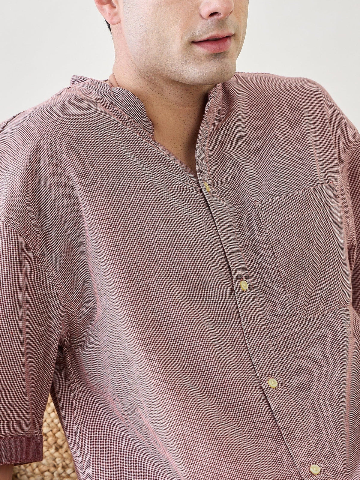The Kaftan Company Shorts Set Mens Red Checks Cotton Shorts Set