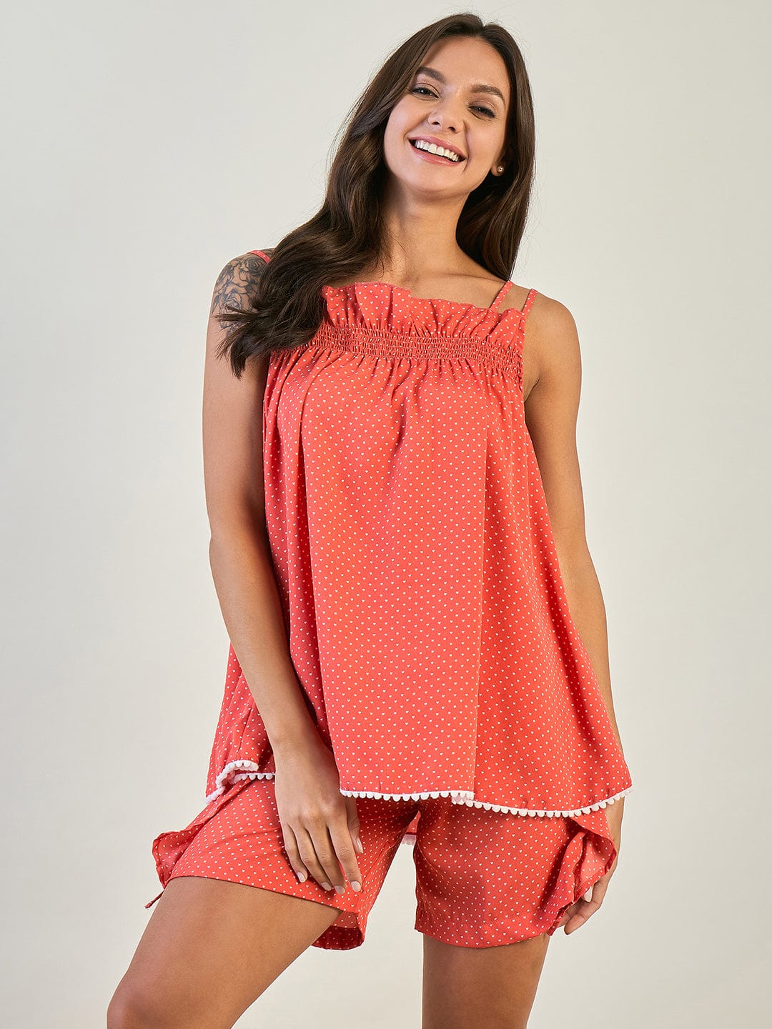 The Kaftan Company Shorts Set Red Hearts Shorts Set