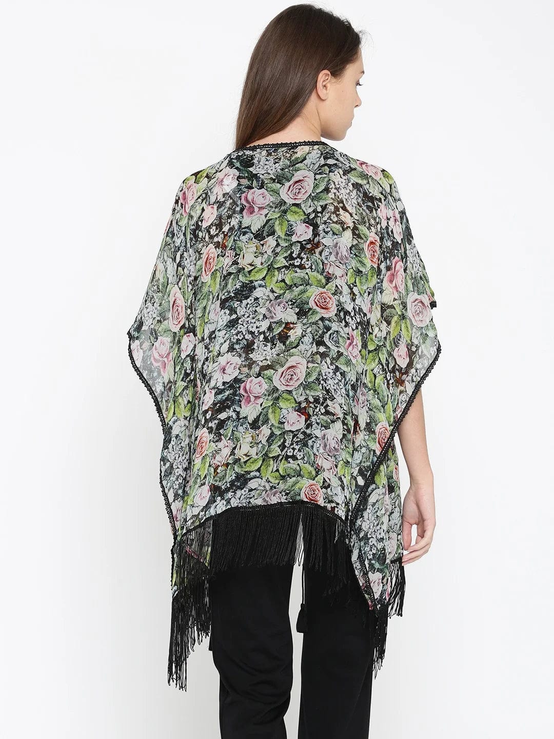 The Kaftan Company Shrug Black Roses and Flora Kaftan Shrug