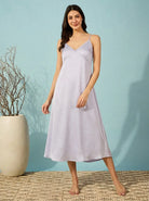 The Kaftan Company Sleep Gowns Blue Lilac Ombre Georgette Robe and Satin Slip Nightgown Set
