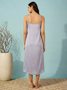 The Kaftan Company Sleep Gowns Blue Lilac Ombre Georgette Robe and Satin Slip Nightgown Set