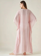 The Kaftan Company Sleep Gowns Blush Pink Sheer Chiffon Kaftan Gown with Waist Tie