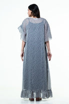 The Kaftan Company Sleep Gowns Grey Printed Chiffon Nightwear Kaftan Gown