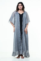 The Kaftan Company Sleep Gowns Grey Printed Chiffon Nightwear Kaftan Gown