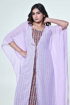 The Kaftan Company Sleep Gowns Lavender Textured Georgette Kaftan Gown Set with Cotton Inner