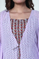 The Kaftan Company Sleep Gowns Lavender Textured Georgette Kaftan Gown Set with Cotton Inner