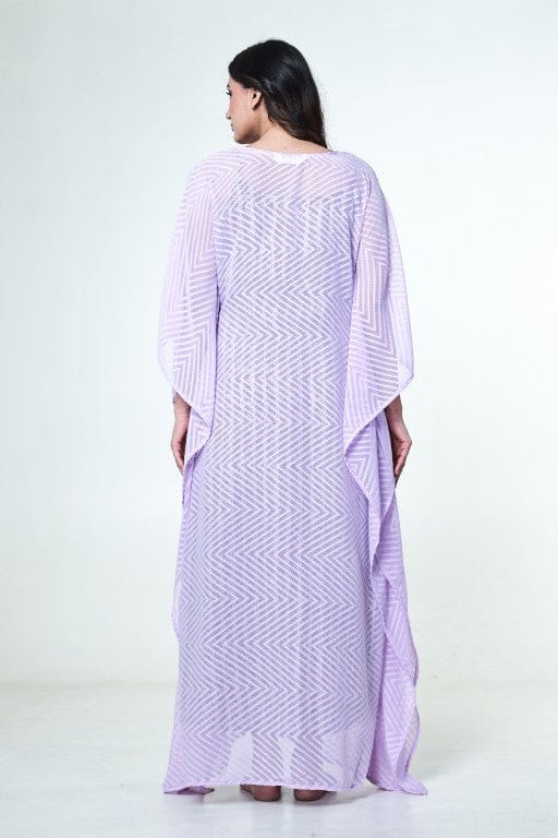 The Kaftan Company Sleep Gowns Lavender Textured Georgette Kaftan Gown Set with Cotton Inner