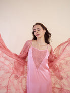 The Kaftan Company Sleep Gowns Luxury Lace Gown Set - Sheer Lace Gown with Satin Slip