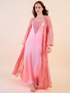 The Kaftan Company Sleep Gowns Luxury Lace Gown Set - Sheer Lace Gown with Satin Slip