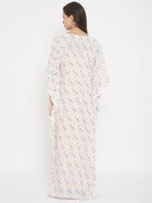 The Kaftan Company Sleep Gowns Off White Floral Printed Maxi Gown