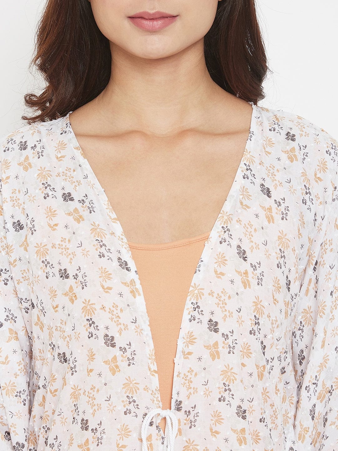 The Kaftan Company Sleep Gowns Off White Floral Printed Maxi Gown
