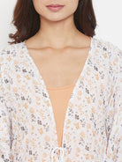 The Kaftan Company Sleep Gowns Off White Floral Printed Maxi Gown