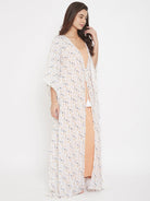 The Kaftan Company Sleep Gowns Off White Floral Printed Maxi Gown